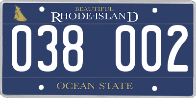 RI license plate 038002