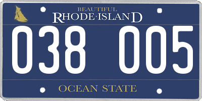 RI license plate 038005