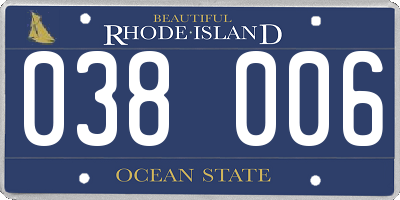 RI license plate 038006