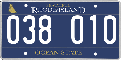 RI license plate 038010