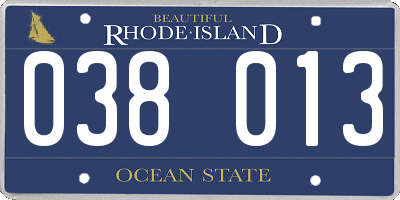 RI license plate 038013
