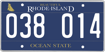 RI license plate 038014