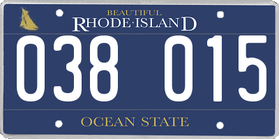RI license plate 038015
