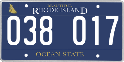 RI license plate 038017