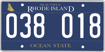 RI license plate 038018