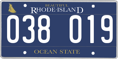 RI license plate 038019