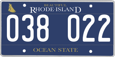 RI license plate 038022