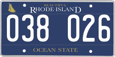 RI license plate 038026