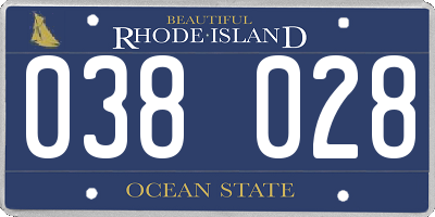 RI license plate 038028