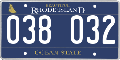 RI license plate 038032
