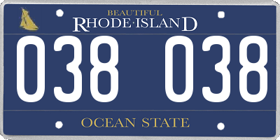 RI license plate 038038