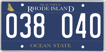 RI license plate 038040