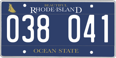 RI license plate 038041