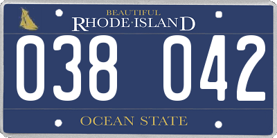 RI license plate 038042