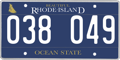 RI license plate 038049