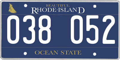 RI license plate 038052