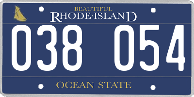RI license plate 038054