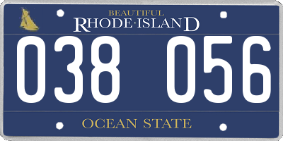 RI license plate 038056