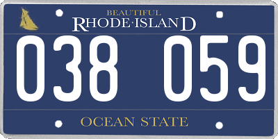RI license plate 038059