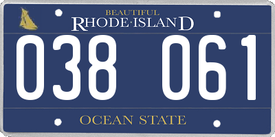 RI license plate 038061