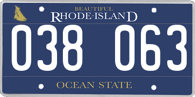 RI license plate 038063