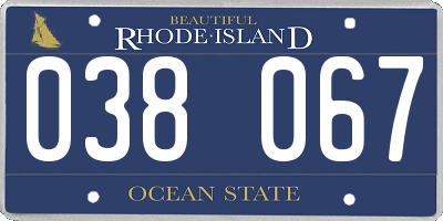 RI license plate 038067