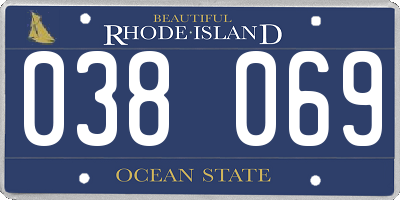 RI license plate 038069