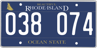 RI license plate 038074
