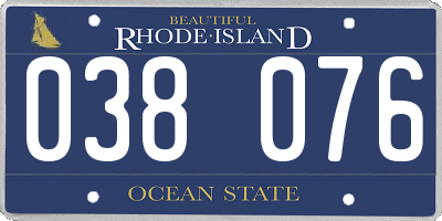 RI license plate 038076