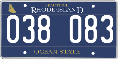 RI license plate 038083