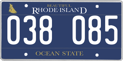 RI license plate 038085