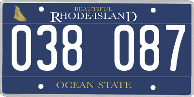 RI license plate 038087