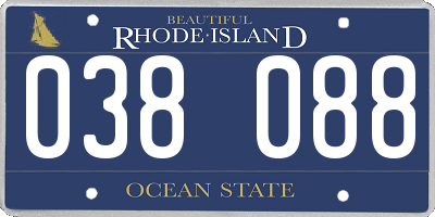 RI license plate 038088