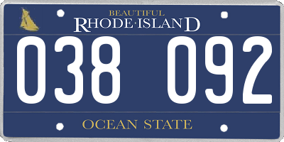 RI license plate 038092