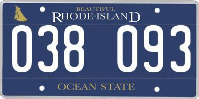 RI license plate 038093