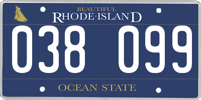 RI license plate 038099