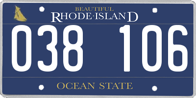 RI license plate 038106
