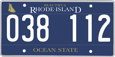 RI license plate 038112