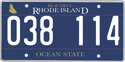 RI license plate 038114