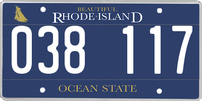 RI license plate 038117