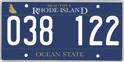 RI license plate 038122