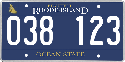 RI license plate 038123