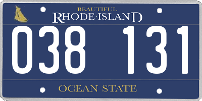 RI license plate 038131