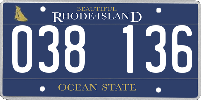 RI license plate 038136
