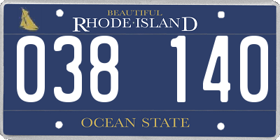 RI license plate 038140