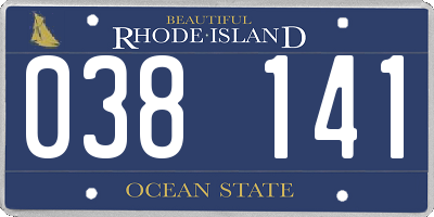 RI license plate 038141