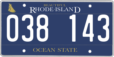 RI license plate 038143