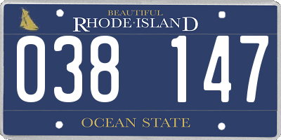 RI license plate 038147