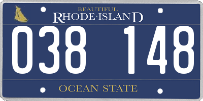 RI license plate 038148