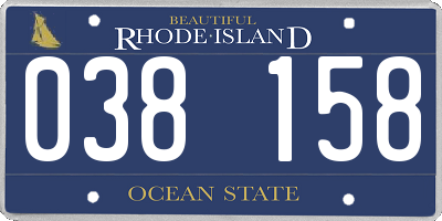 RI license plate 038158